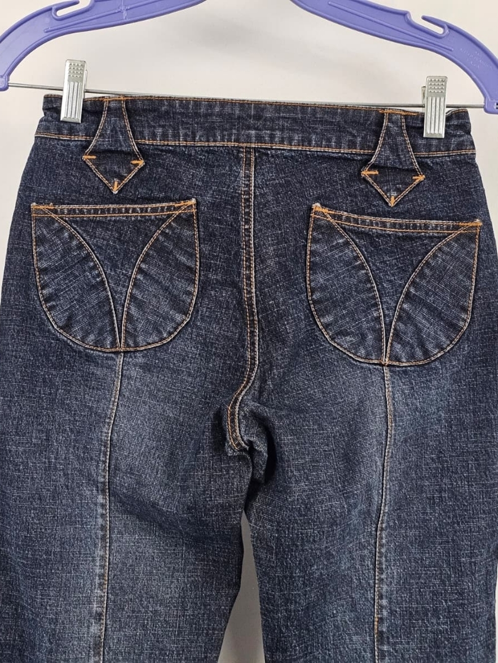 Rare VTG Y2K bebe Low Rise Patchwork Flared Jeans, Sz 26 - Picture 4 of 11